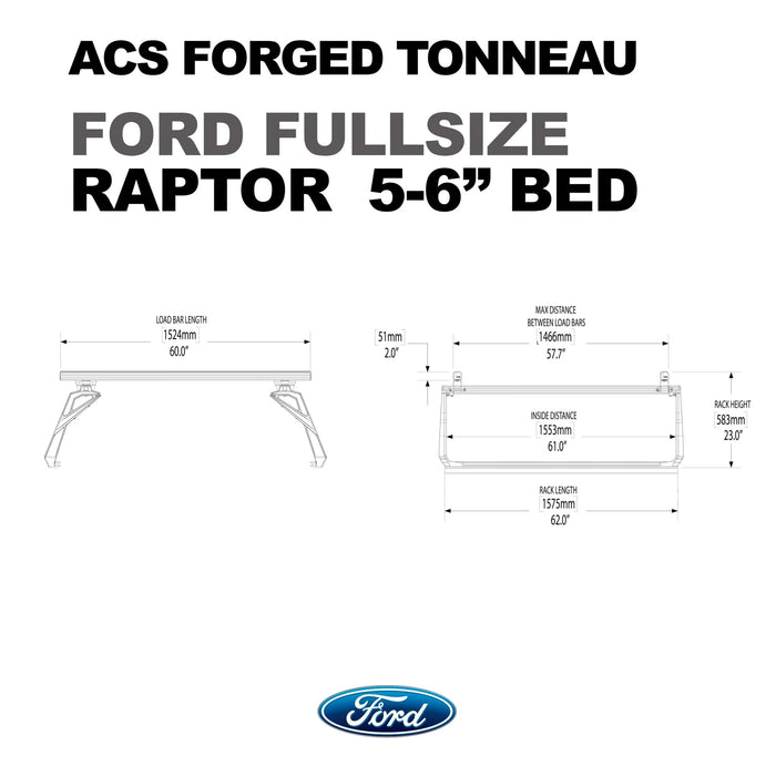 Leitner Designs ACS Forged Tonneau - Rails Only - Ford