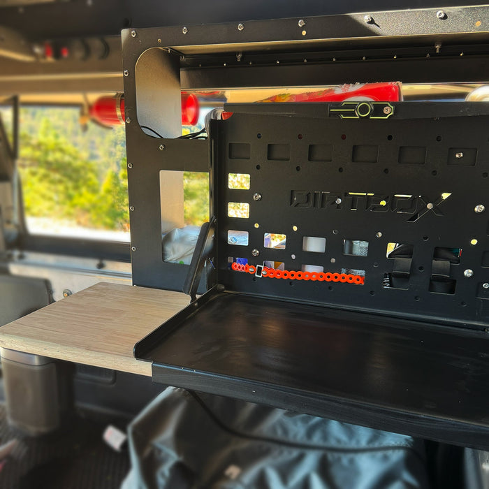 Dirtbox Overland Folding Camp Table with Cutting Board & Side Molle Box