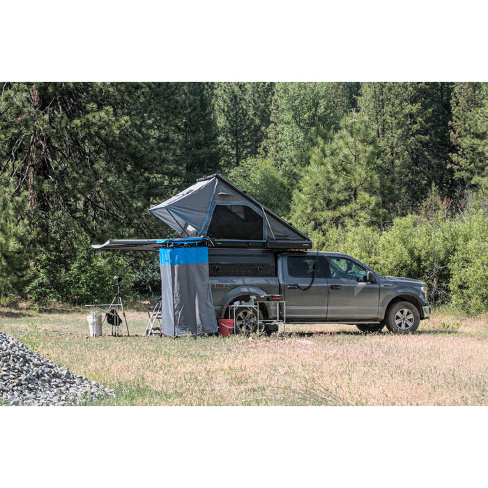 Dirtbox Overland Ultimate Camp Shower Set: Hard Case Shower/Bathroom Awning + 90 Degree Swing Out