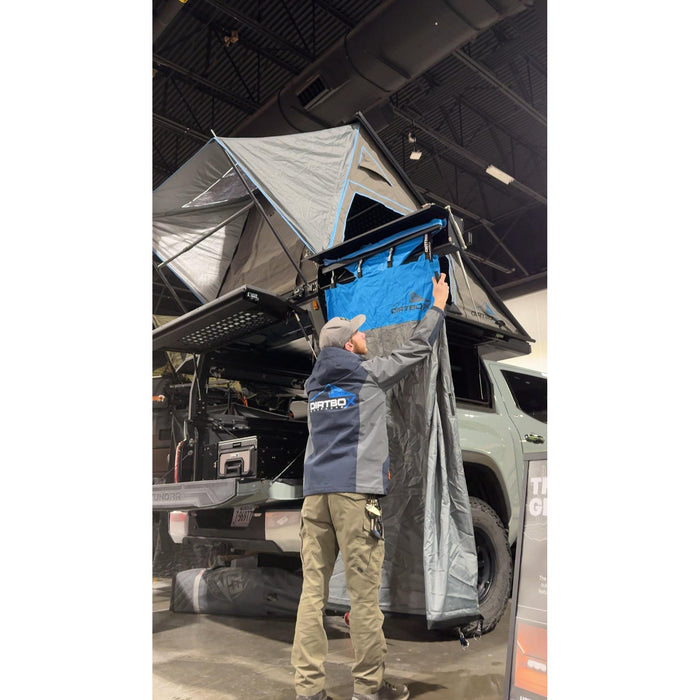 Dirtbox Overland Ultimate Camp Shower Set: Hard Case Shower/Bathroom Awning + 90 Degree Swing Out