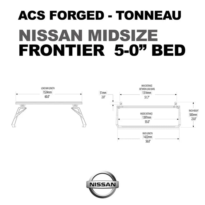 Leitner Designs ACS Forged Tonneau - Rails Only - Nissan