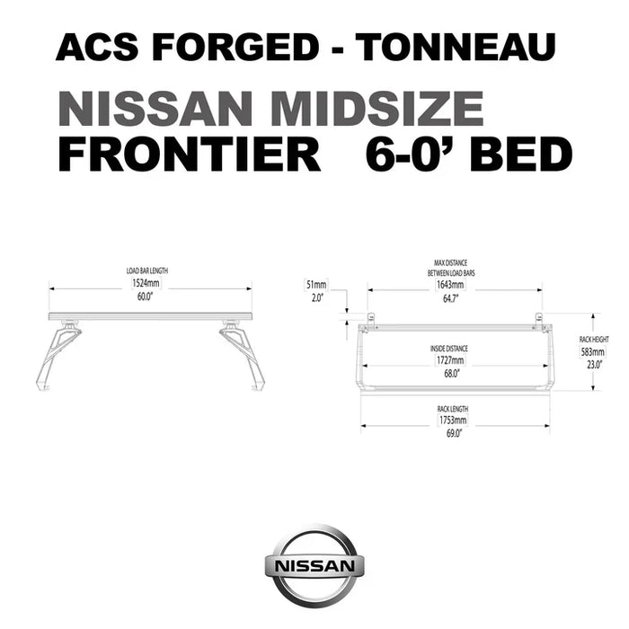 Leitner Designs ACS Forged Tonneau - Rails Only - Nissan