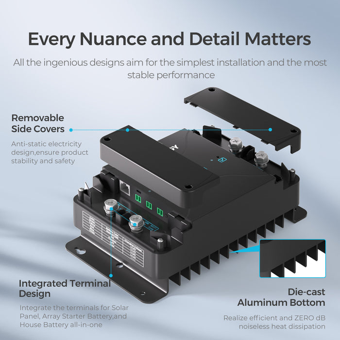 Renogy DCC30S 12V 30A Dual Input DC-DC On-Board Battery Charger with MPPT with Renogy ONE Core