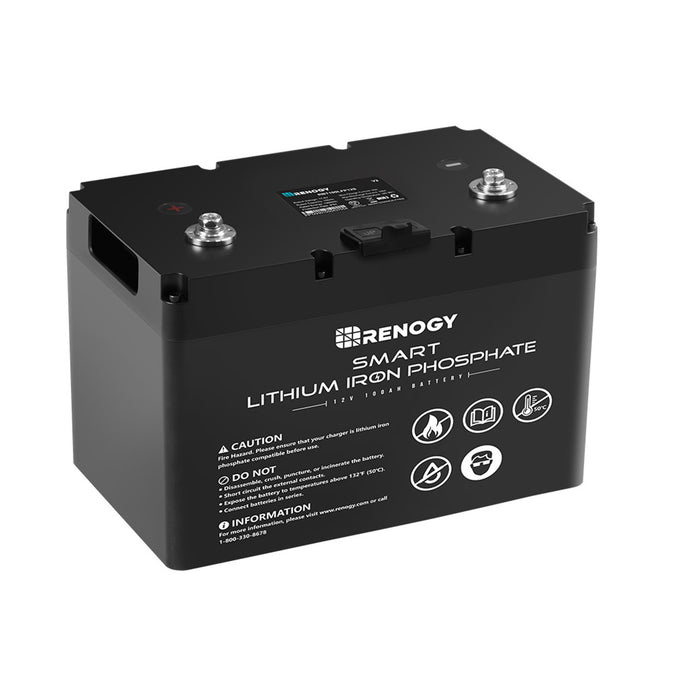 12V 100Ah Smart Lithium Iron Phosphate Battery & BT-2 & Renogy ONE Core