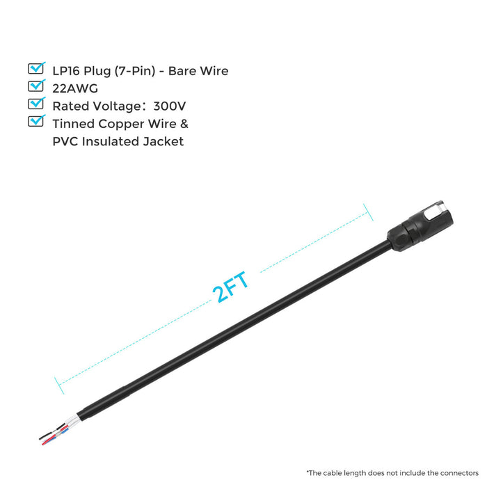 Renogy LP16 Plug (7-Pin) to Bare Wire