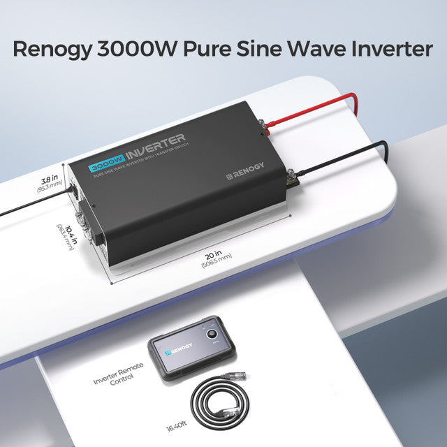 Renogy PUH 12V 3000W Pure Sine Wave Inverter with UPS Transfer Switch and Built-in Bluetooth