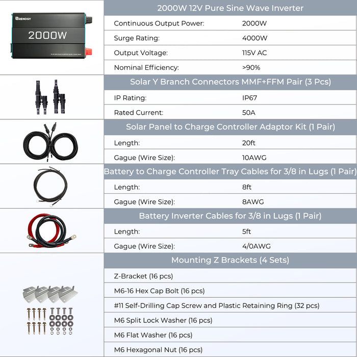 Renogy 400W 12 Volt Complete Solar Kit with Two 100Ah Deep-Cycle AGM / LiFePO4 Batteries