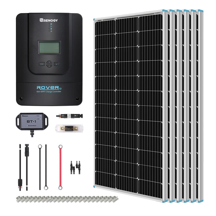 Renogy 600W 12V/24V Monocrystalline Solar Premium Kit w/Rover 60A Charger Controller