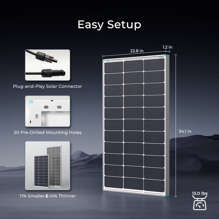 Renogy 2 Pieces 100 Watt 16BB N-Type Solar Panel