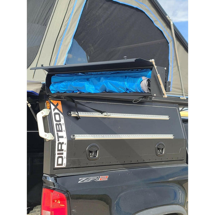 Dirtbox Overland Ultimate Camp Shower Set: Hard Case Shower/Bathroom Awning + 90 Degree Swing Out