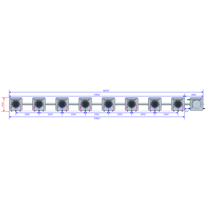 Alien Hydroponics AERO 8 Pot 1 Row Kit