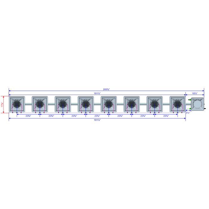 Alien Hydroponics AERO 8 Pot 1 Row Kit