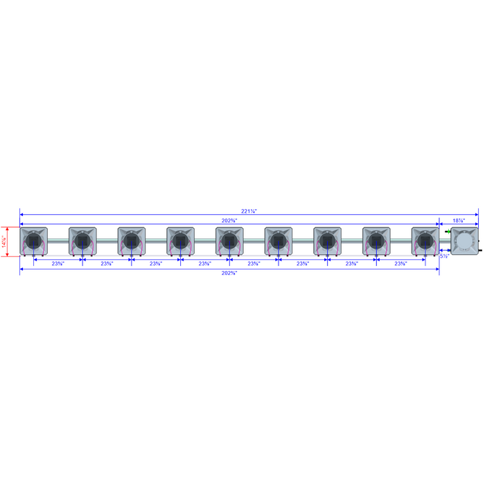 Alien Hydroponics AERO 9 Pot 1 Row Kit