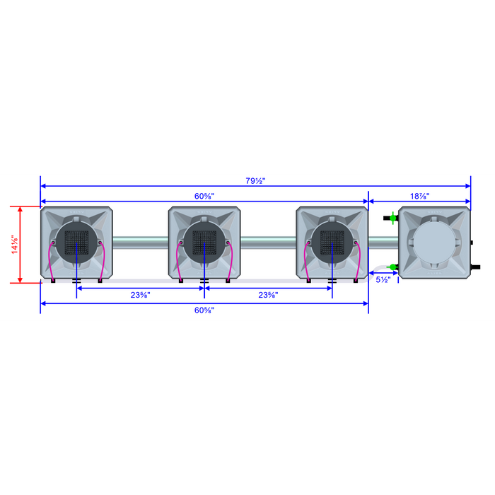 Alien Hydroponics AERO 3 Pot 1 Row Kit