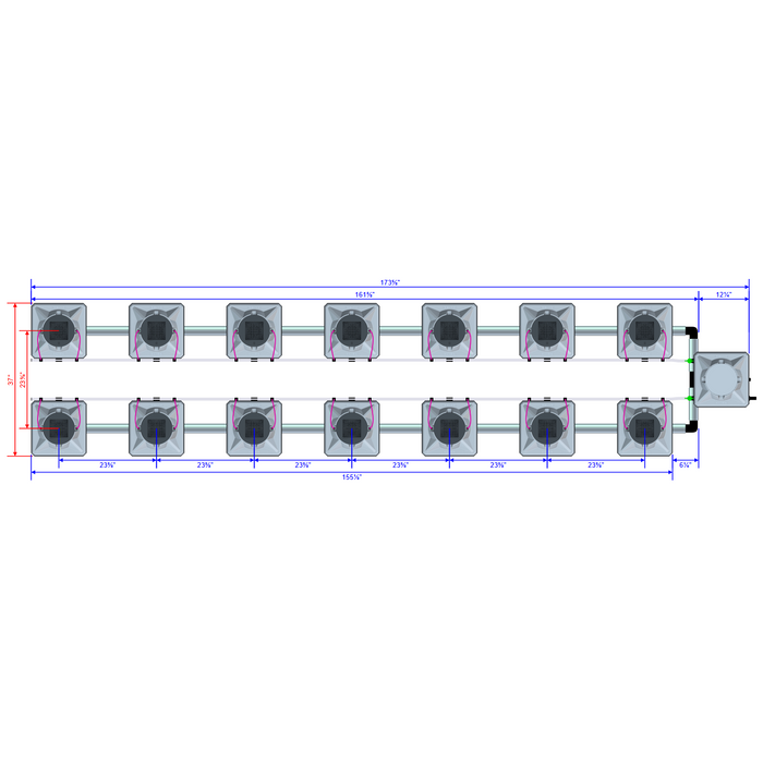 Alien Hydroponics AERO 14 Pot 2 Row Kit