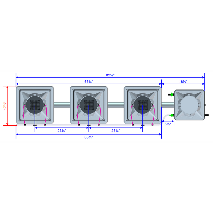 Alien Hydroponics AERO 3 Pot 1 Row Kit