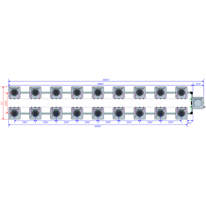 Alien Hydroponics AERO 18 Pot 2 Row Kit