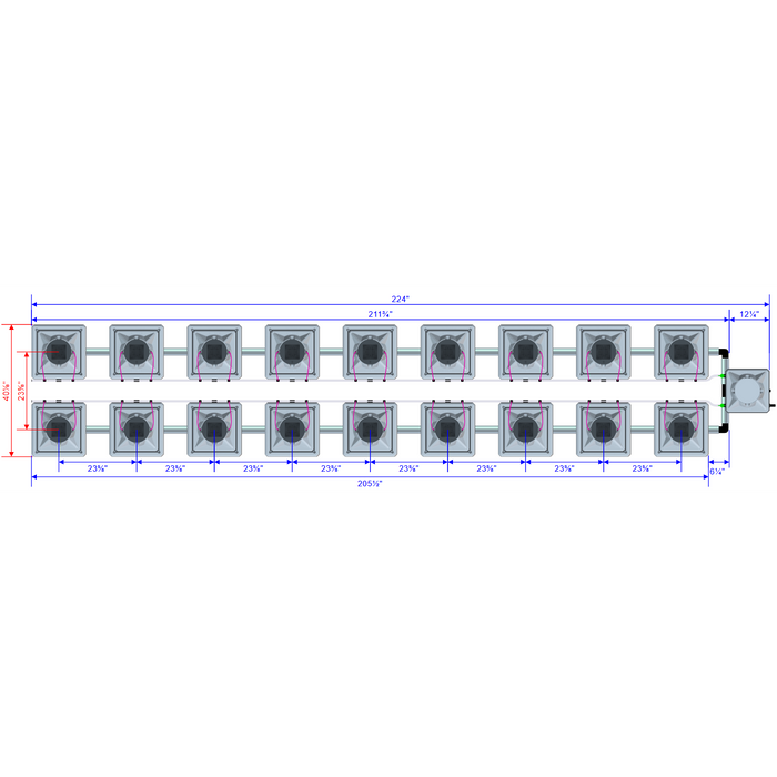 Alien Hydroponics AERO 18 Pot 2 Row Kit