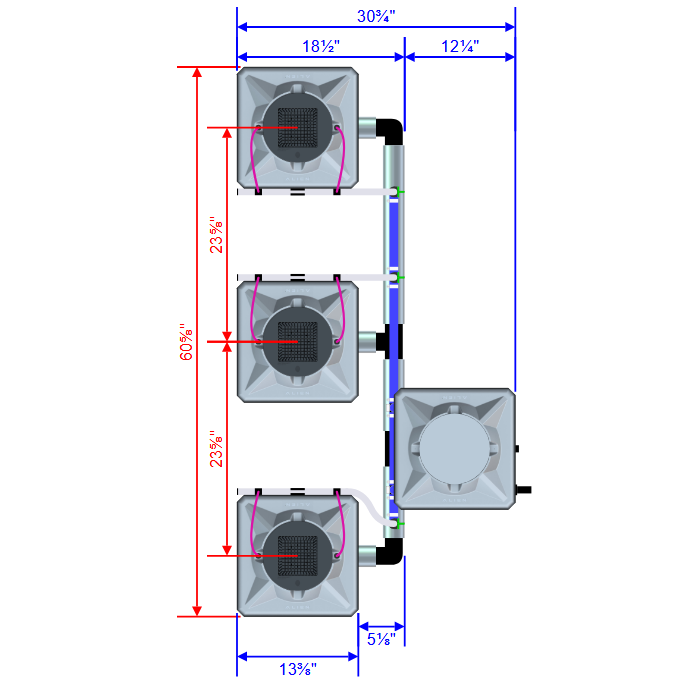 Alien Hydroponics AERO 3 Pot 3 Row Kit