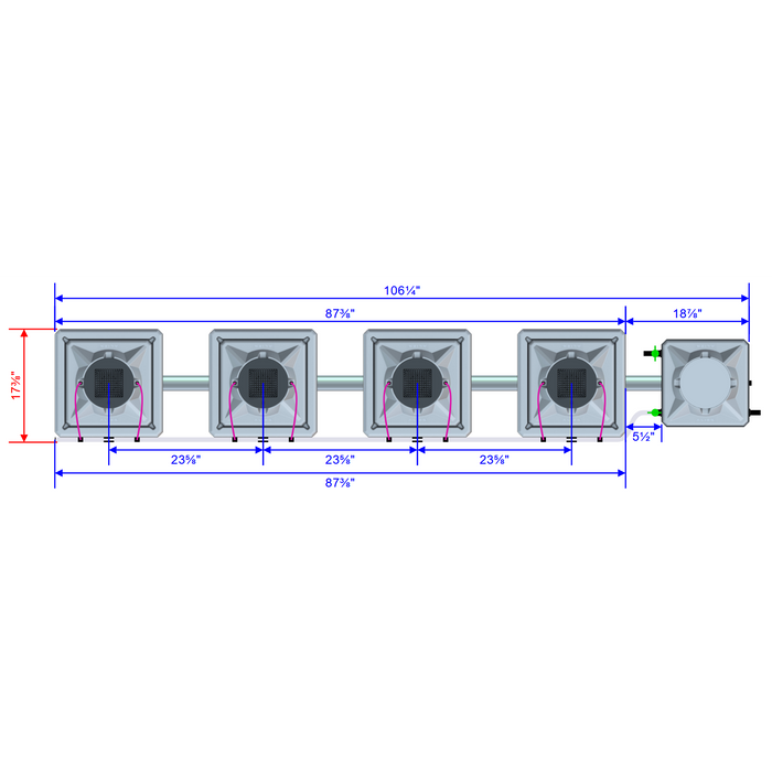 Alien Hydroponics AERO 4 Pot 1 Row Kit