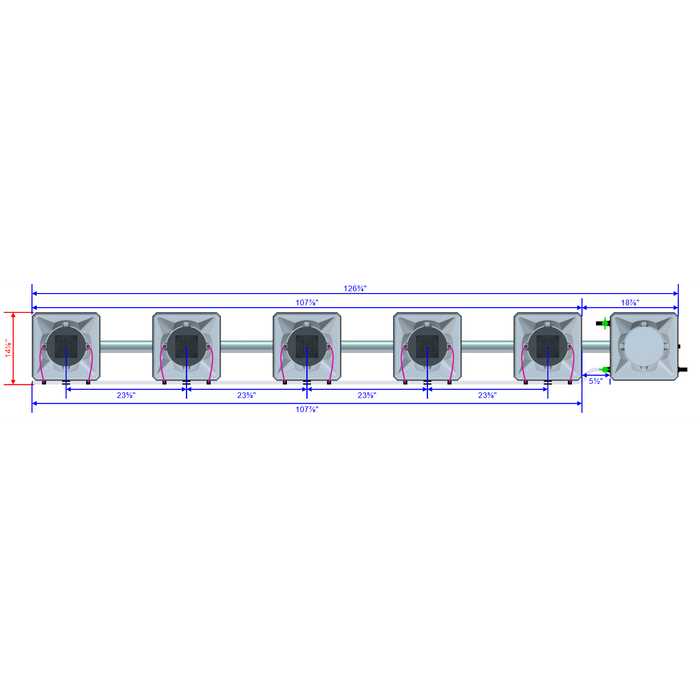 Alien Hydroponics AERO 5 Pot 1 Row Kit