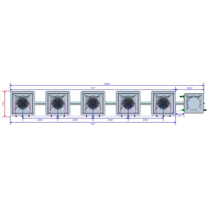 Alien Hydroponics AERO 5 Pot 1 Row Kit