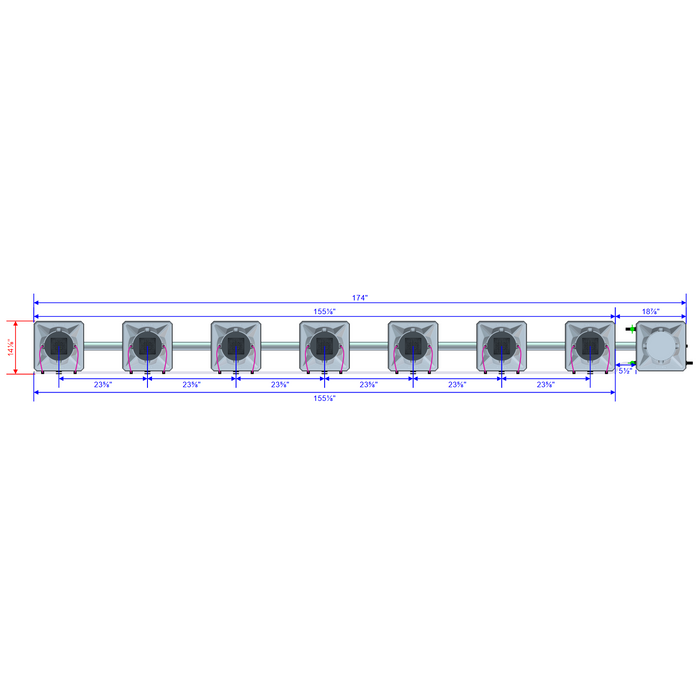 Alien Hydroponics AERO 7 Pot 1 Row Kit