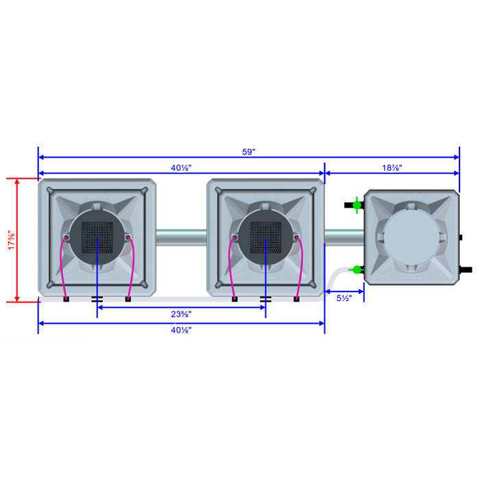 Alien Hydroponics AERO 2 Pot 1 Row Kit