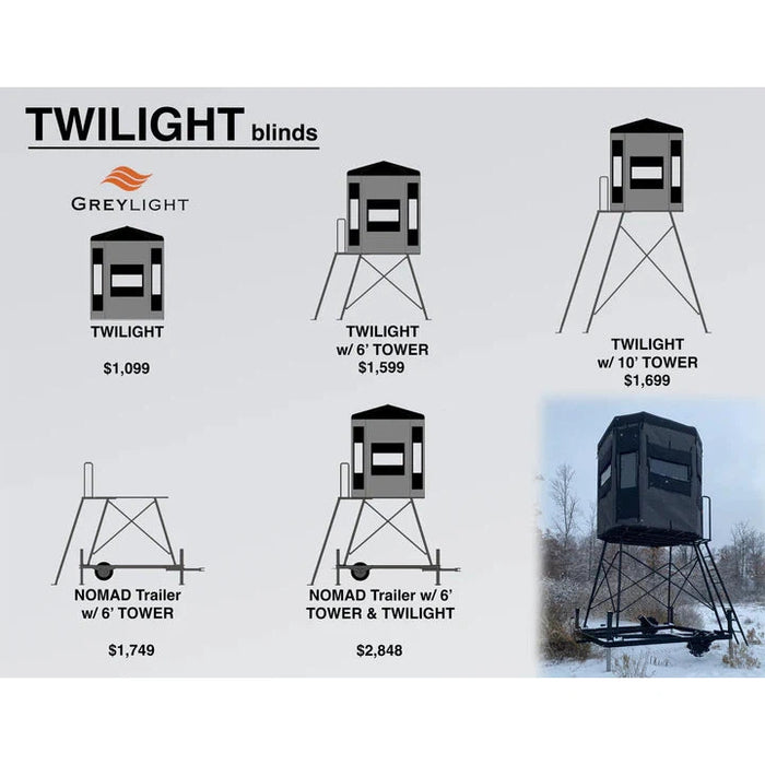 Greylight Twilight Blind & 6' Tower & Nomad Trailer