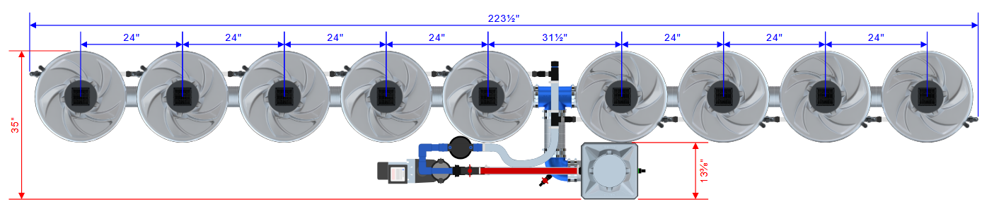 Alien Hydroponics V-SYSTEM 9 Pot 1 Row Kit