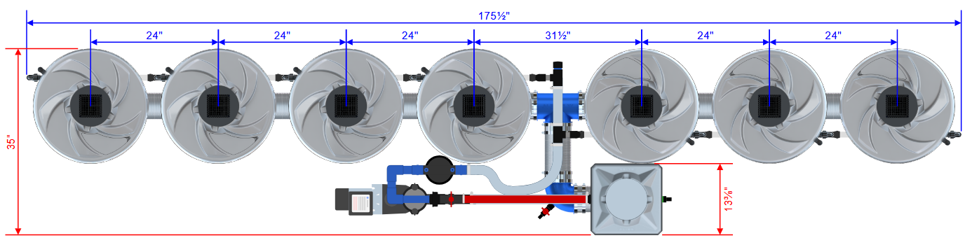 Alien Hydroponics V-SYSTEM 7 Pot 1 Row Kit