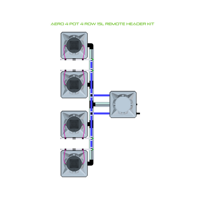 Alien Hydroponics AERO 4 Pot 4 Row Kit