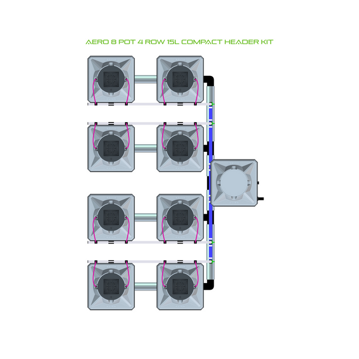 Alien Hydroponics AERO 8 Pot 4 Row Kit