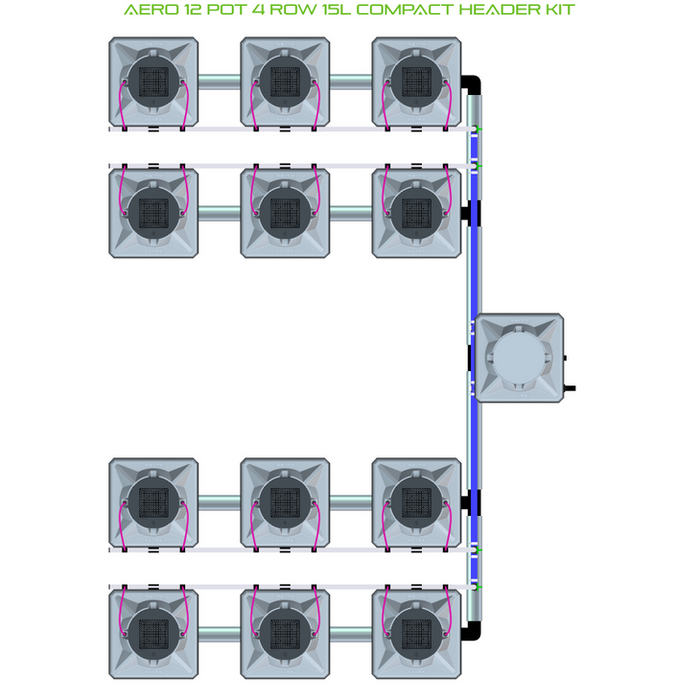 Alien Hydroponics AERO 12 Pot 4 Row Kit