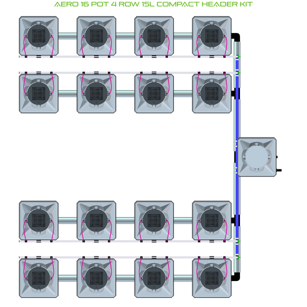 Alien Hydroponics AERO 16 Pot 4 Row Kit