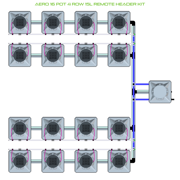 Alien Hydroponics AERO 16 Pot 4 Row Kit