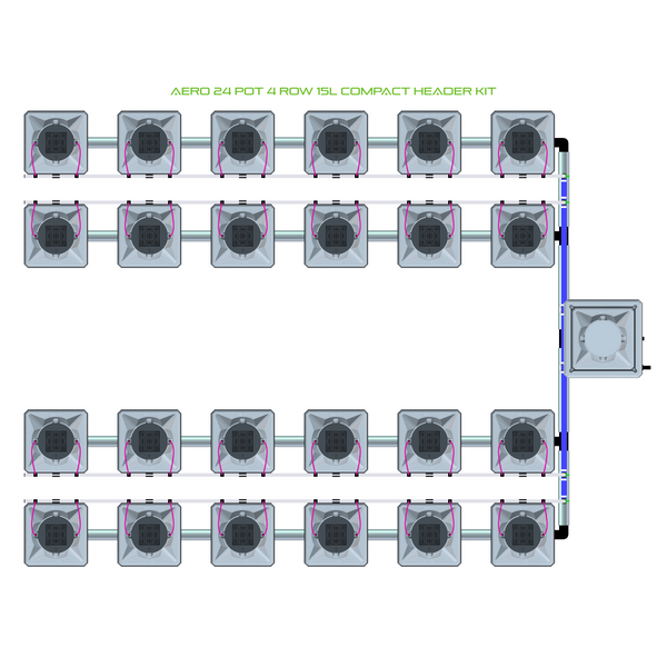 Alien Hydroponics AERO 24 Pot 4 Row Kit