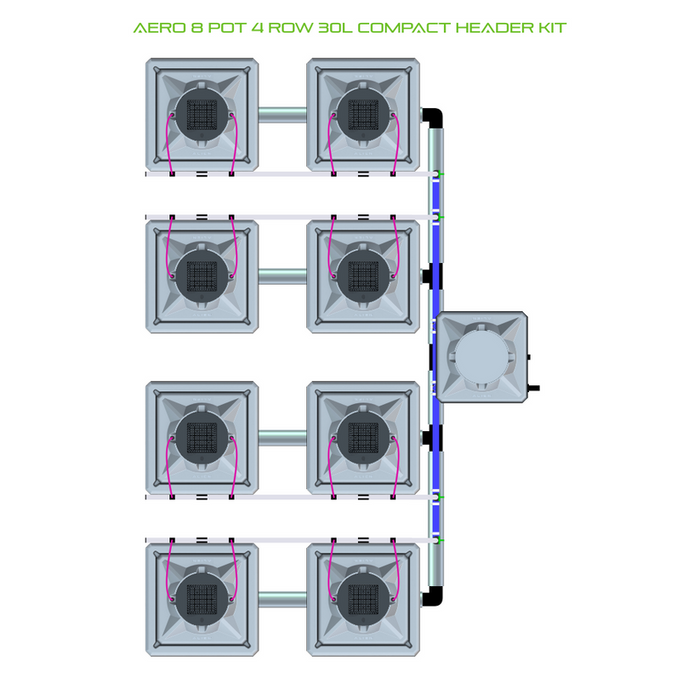 Alien Hydroponics AERO 8 Pot 4 Row Kit