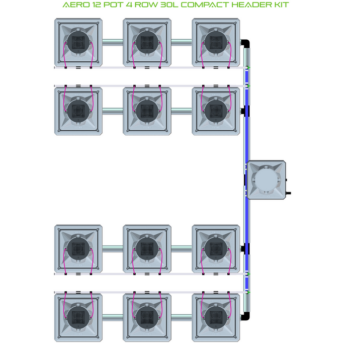 Alien Hydroponics AERO 12 Pot 4 Row Kit