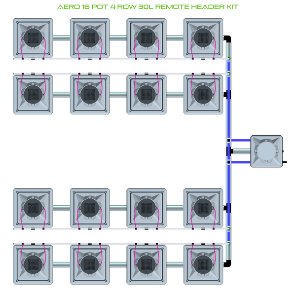 Alien Hydroponics AERO 16 Pot 4 Row Kit