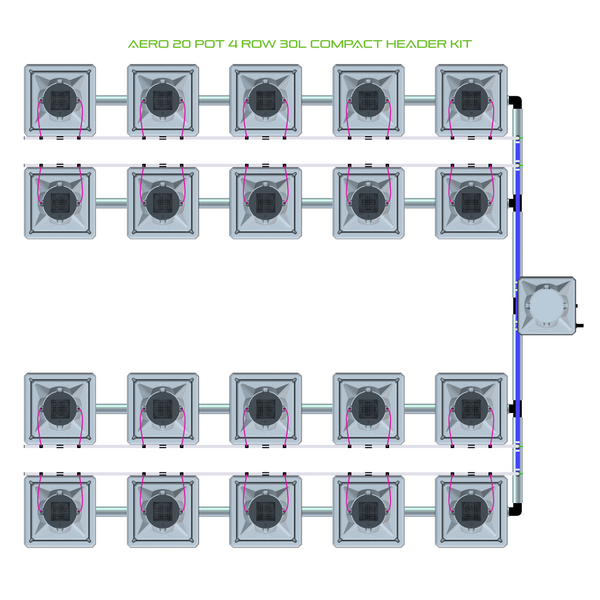 Alien Hydroponics AERO 20 Pot 4 Row Kit