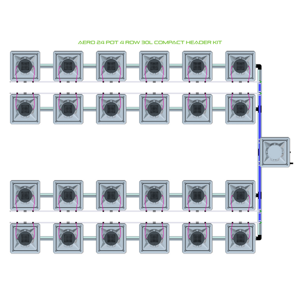 Alien Hydroponics AERO 24 Pot 4 Row Kit