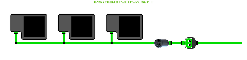 Alien Hydroponics EasyFeed 3 Pot 1 Row Kit