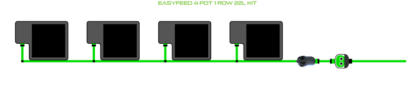 Alien Hydroponics EasyFeed 4 Pot 1 Row Kit