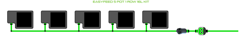 Alien Hydroponics EasyFeed 5 Pot 1 Row Kit