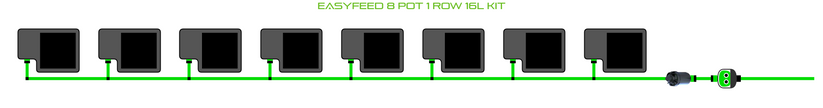 Alien Hydroponics EasyFeed 8 Pot 1 Row Kit