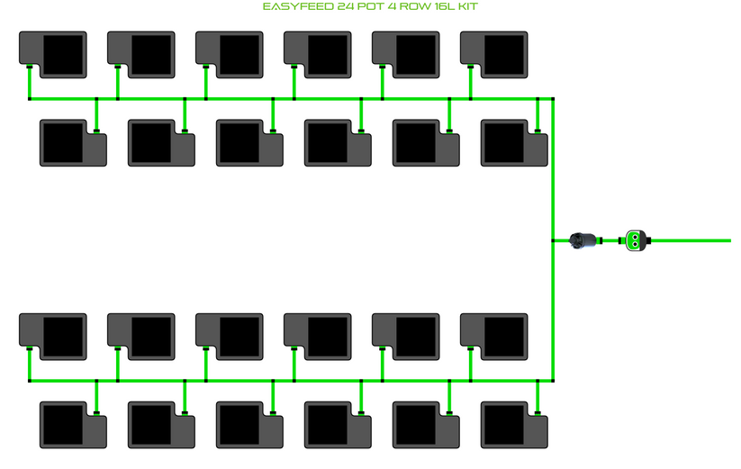 Alien Hydroponics EasyFeed 24 Pot 4 Row Kit