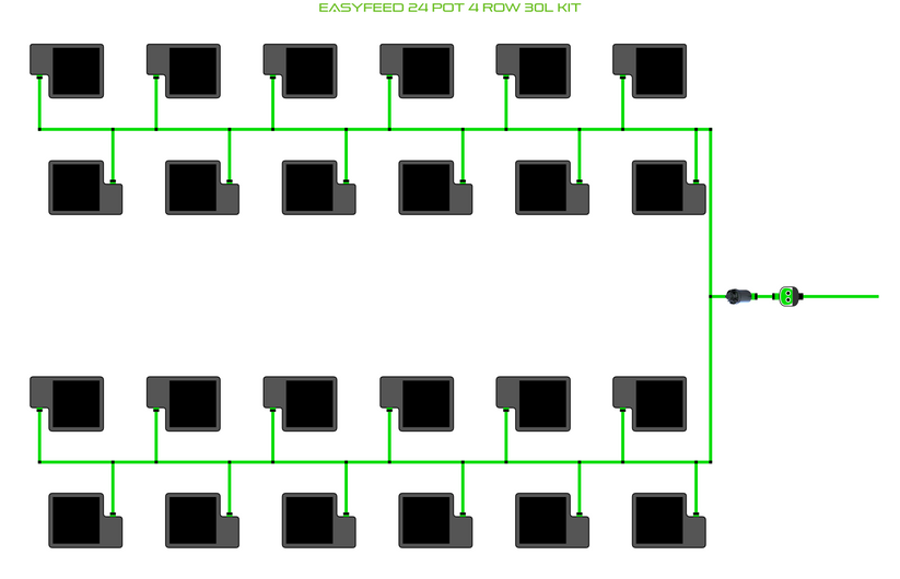 Alien Hydroponics EasyFeed 24 Pot 4 Row Kit