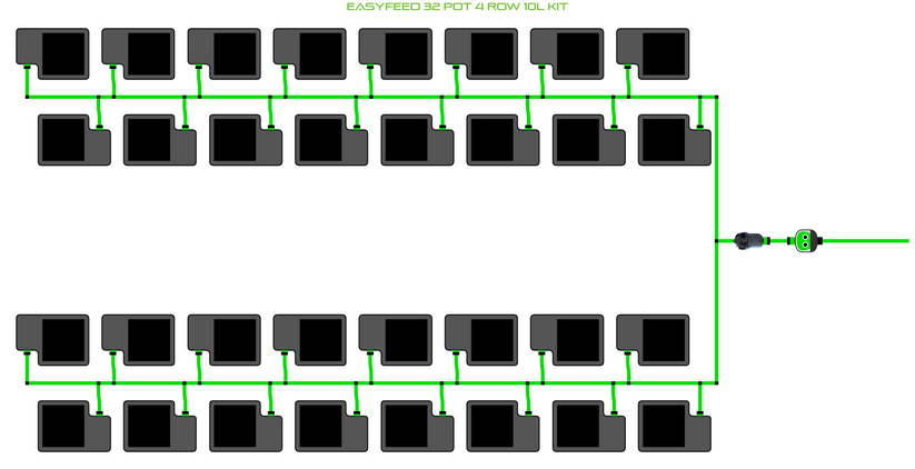 Alien Hydroponics EasyFeed 32 Pot 4 Row Kit