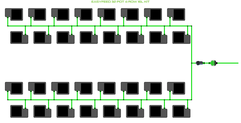 Alien Hydroponics EasyFeed 32 Pot 4 Row Kit